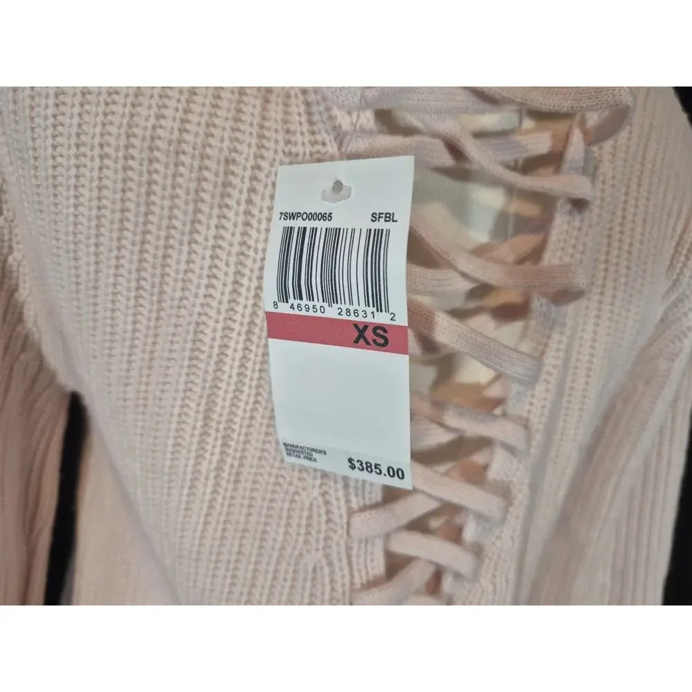 New w/Tag A.L.C. Alexander Lace Up Back Wool Cashmere *IN Light Pink* Sweater XS